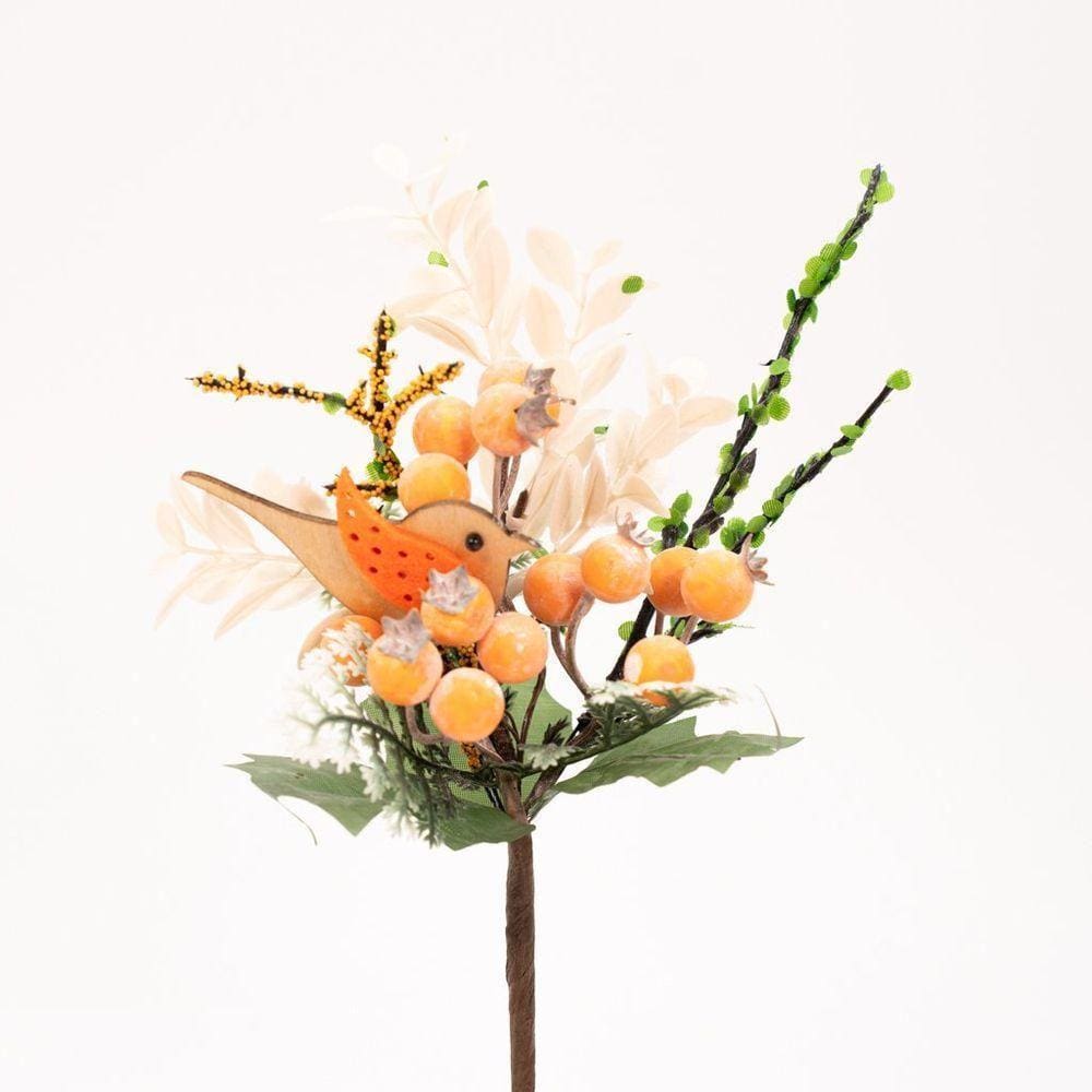 Kit 4 Ramos Enfeite De Páscoa Artificiais Com Parrasinho Laranja 23cm