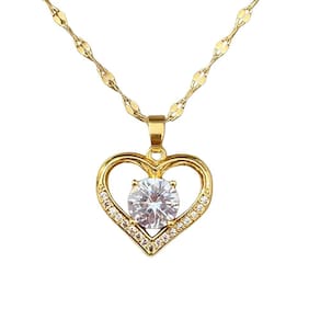 Colar Feminino Coração Kendra Pedra Zircônia Banho Ouro 18k