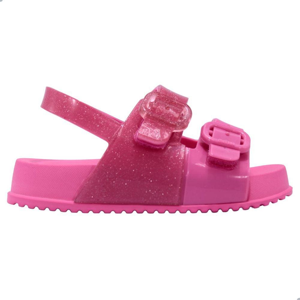 Sandália Mini Melissa Cozy Slide Baby Rosa/Glitter