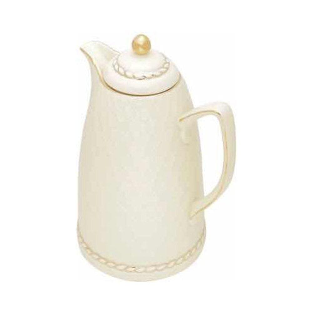 Garrafa Térmica Luxo De Porcelana Renda Creme 900 Ml Wolff