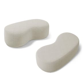 Kit 02 Puffs Decorativos Living Aisha Orgânico 02 Lugares Bouclê Bege - Desk Design