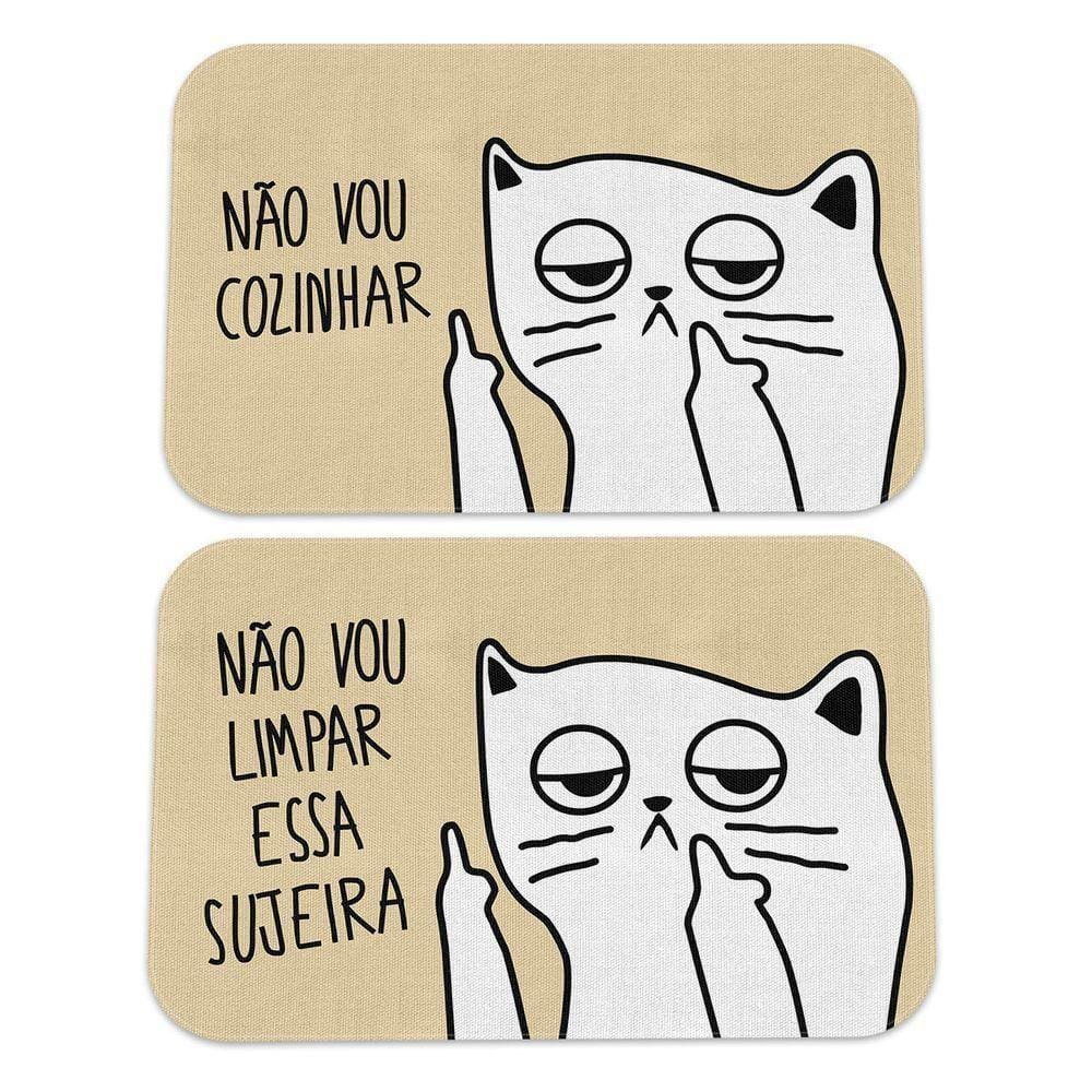 Kit Tapetes De Cozinha Gatinho Ranzinza Não Vou Limpar