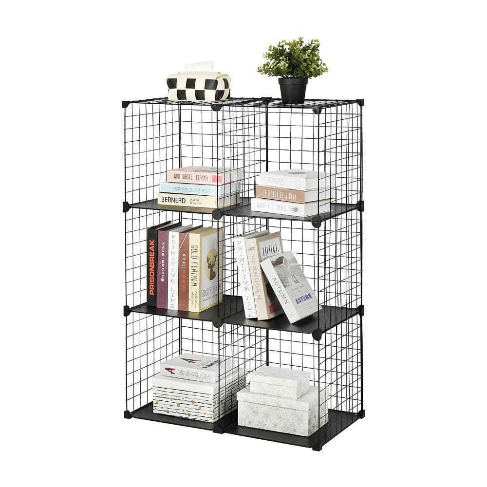 Organizador de Metal 6 Cubos Preto Just Home Collection
