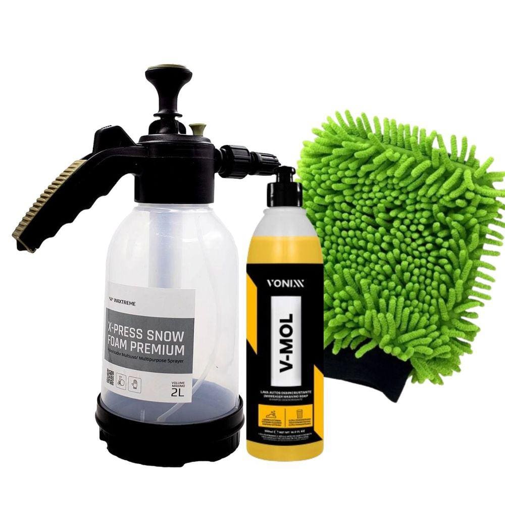 X-Press Snow Foam 2 Litros Waxtreme + Lava Autos V-Mol 500ml Vonixx + Luva 24x25cm Autoamerica