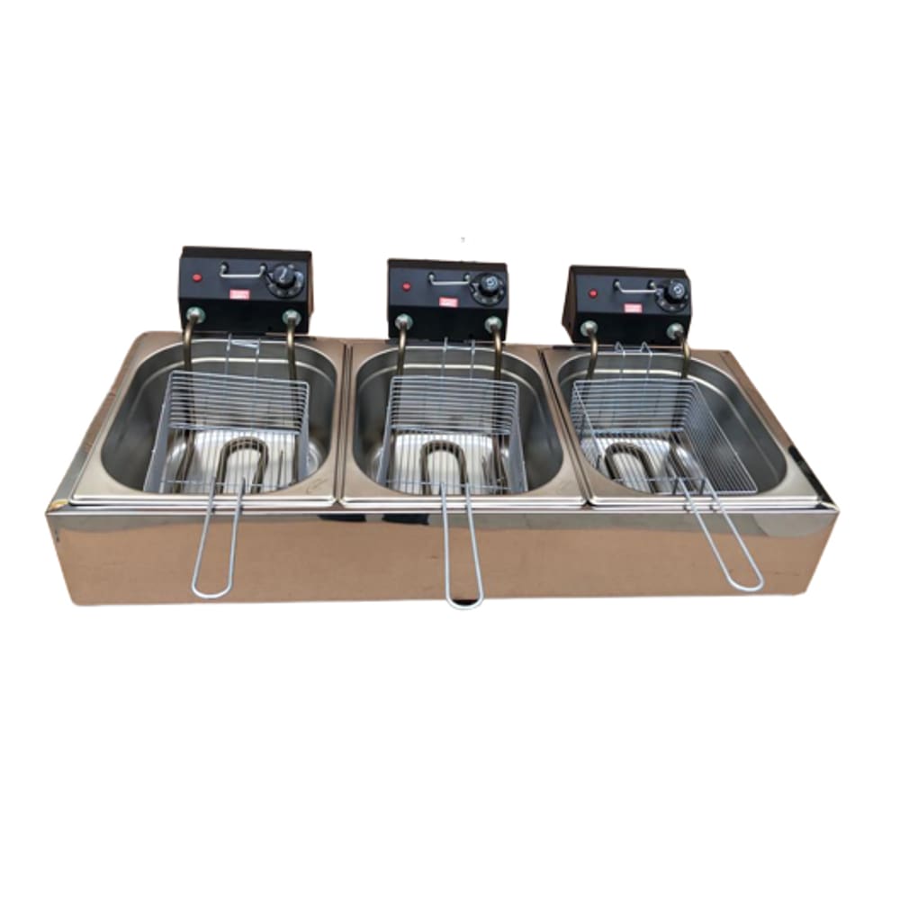 Fritadeira elétrica 18 litros 3 cubas linha industrial