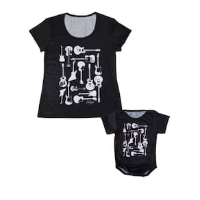 Tal Mãe Tal Filho Camiseta e Body de Bebê Estampa Guitarras Kit 2 Peças