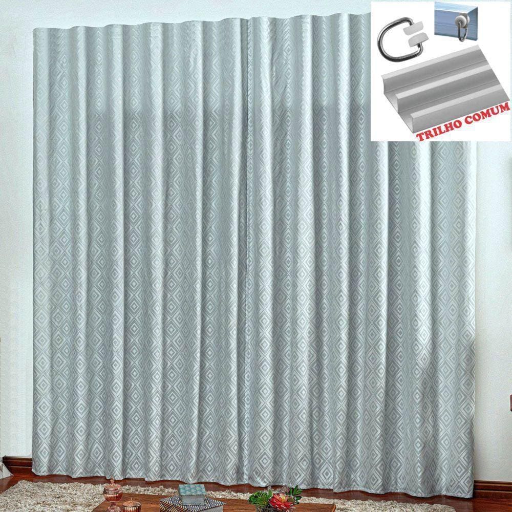 Cortina Em Jacquard Bahamas 4,00 X 2,70 Para Trilho Comum - Cinza Claro