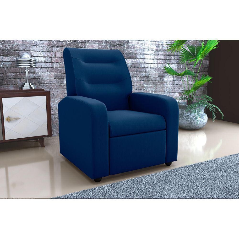 Poltrona Reclinável Classic Suede Azul B254 - Matrix