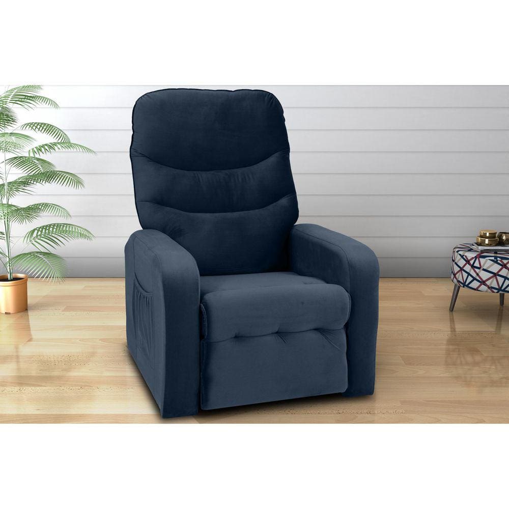 Poltrona Reclinável MX63 Punto Veludo Azul E433 - Matrix