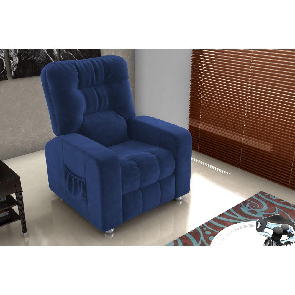 Poltrona Reclínavel MX7 Azera Veludo Azul E433 - Matrix