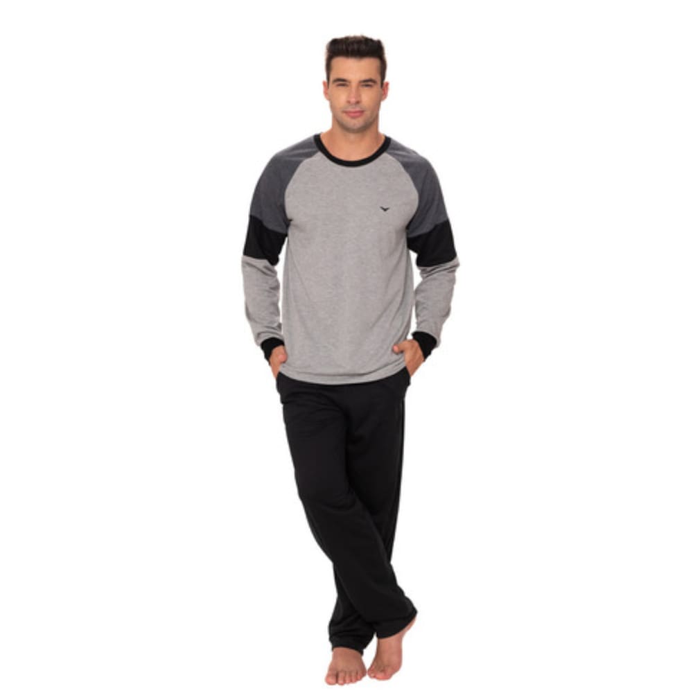 Pijama Adulto Masculino Manga Longa Inverno Felpado