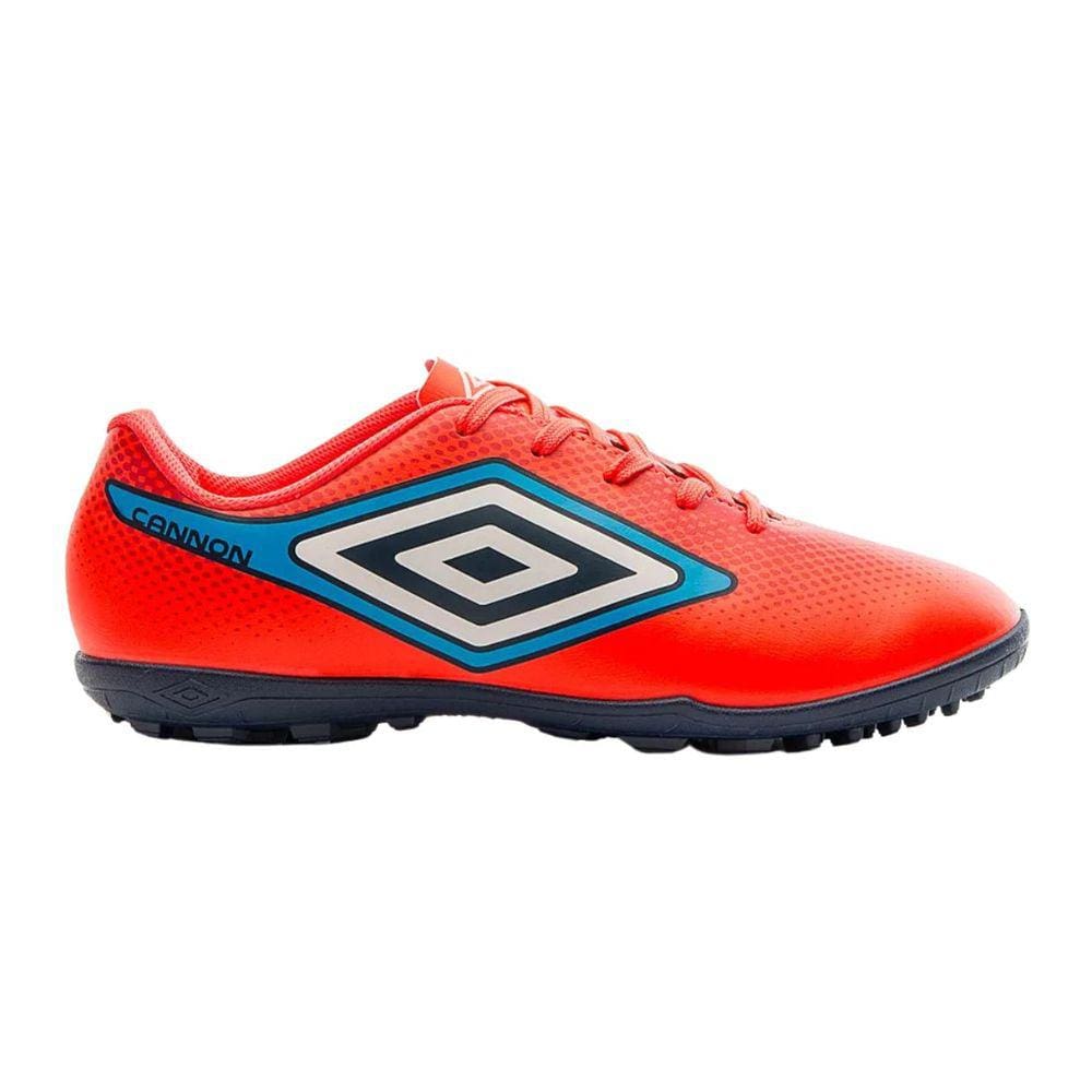 Chuteira Umbro Cannon Society Masculina Coral Vermelho Azul