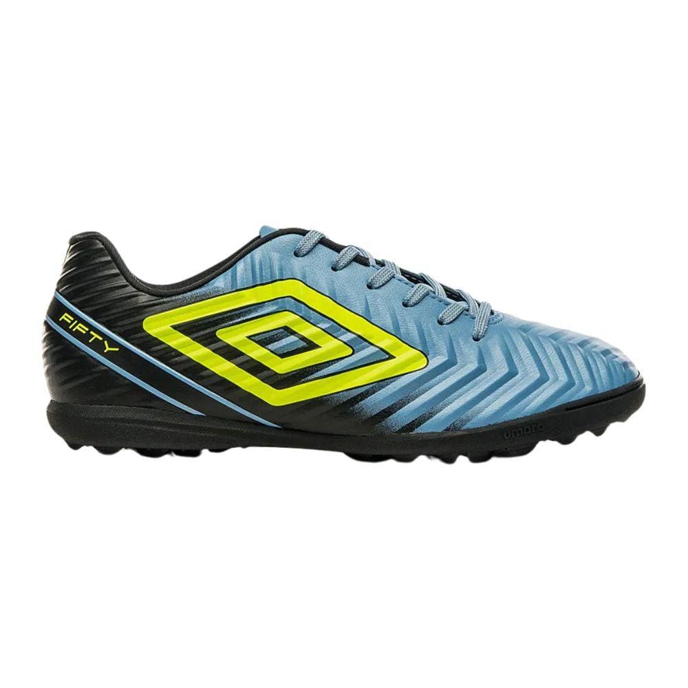 Chuteira Umbro Fifty V Society Masculina Azul Preto Limão