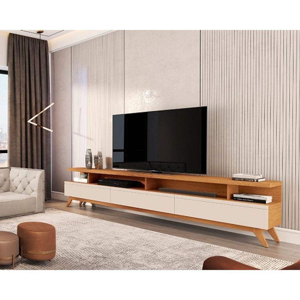 Rack Para TV Até 85 Polegadas Vivare 2.2 Wood Nature/Off White – JLAR Móveis