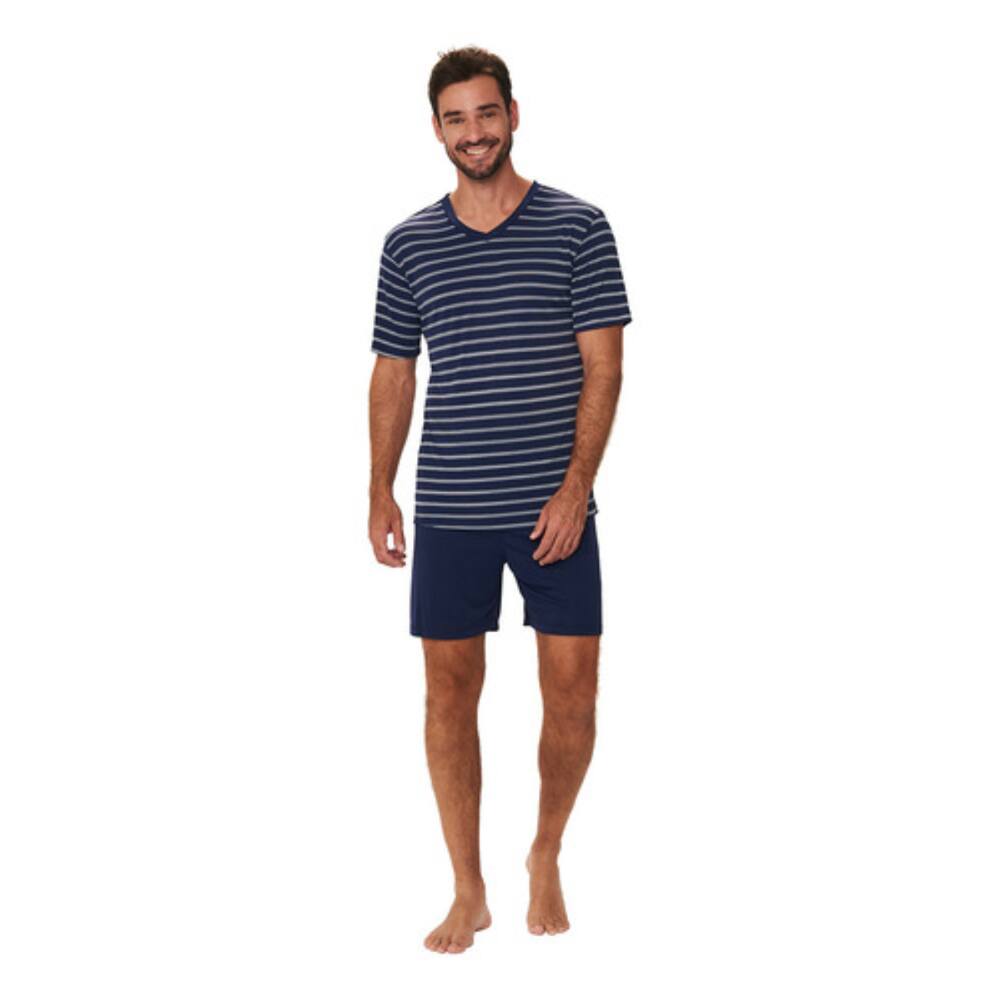 Pijama Masculino Manga Curta Liganete Malha Fria Poliamida