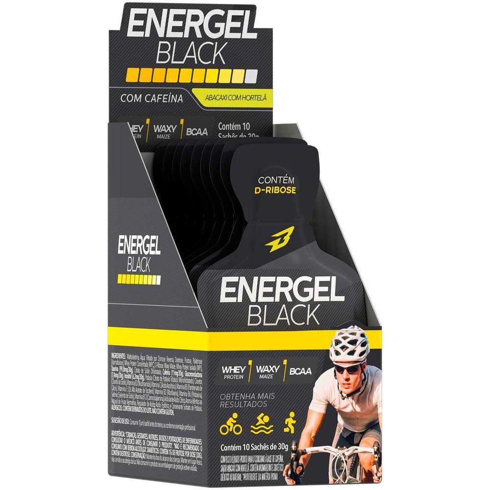 Gel Energel Black Cx 10 Sachês Bodyaction Sabor Abacaxi com Hortela