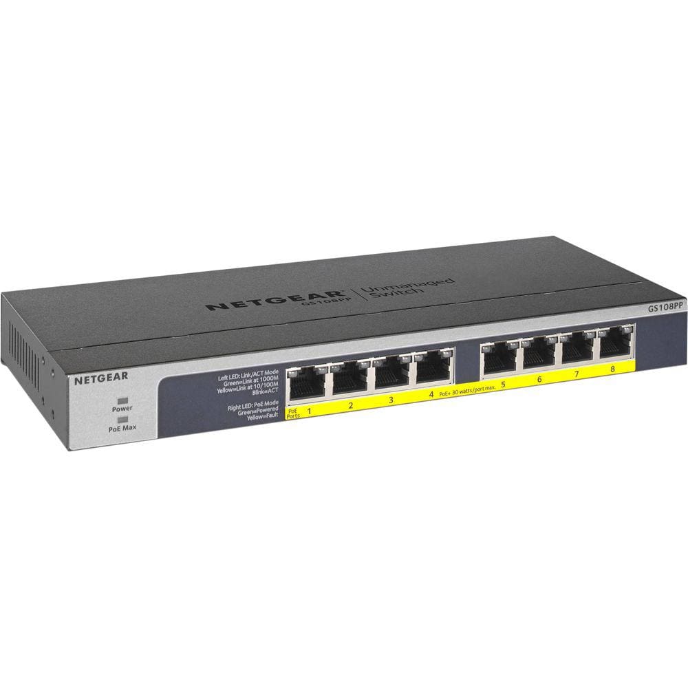 Ethernet Gigabit PoE/PoE+ de 8 portas UnMNGD