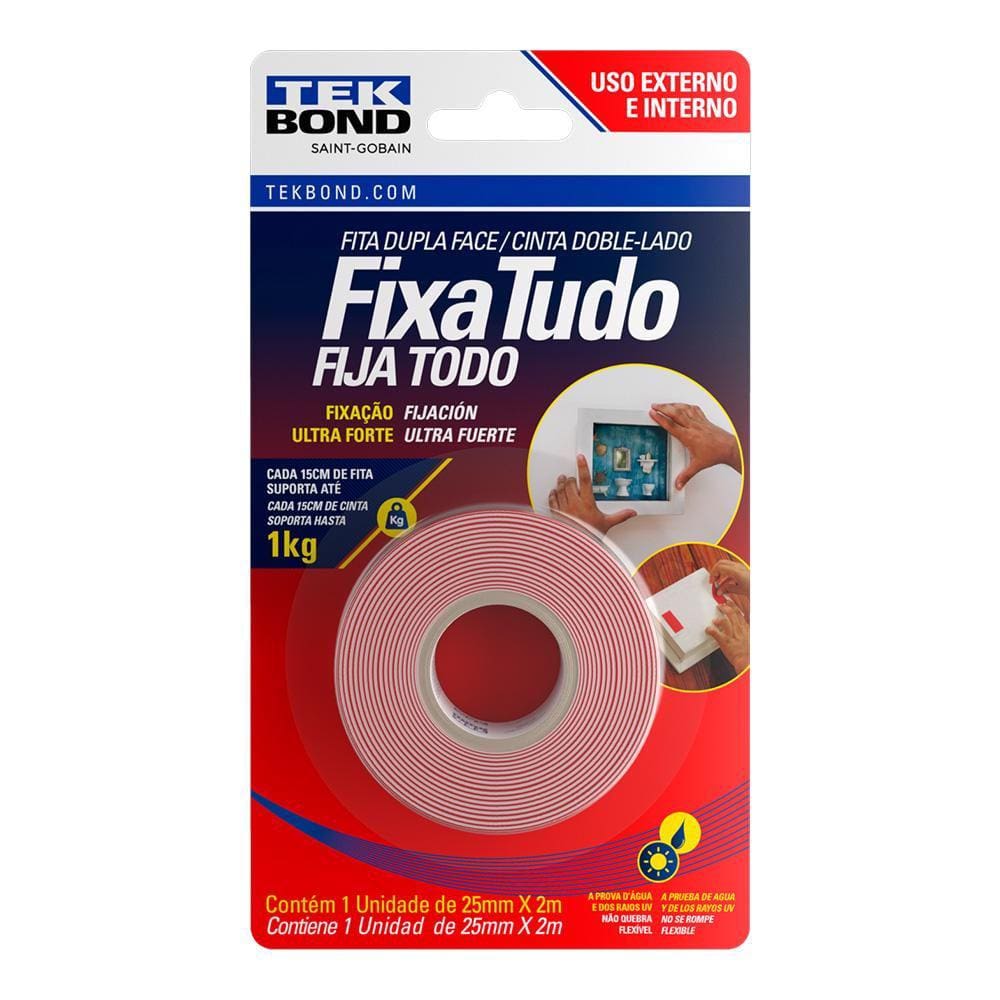 Fita Acrílica Dupla Face Exterior 25MM X 2M Blister - Tekbond 21131025202