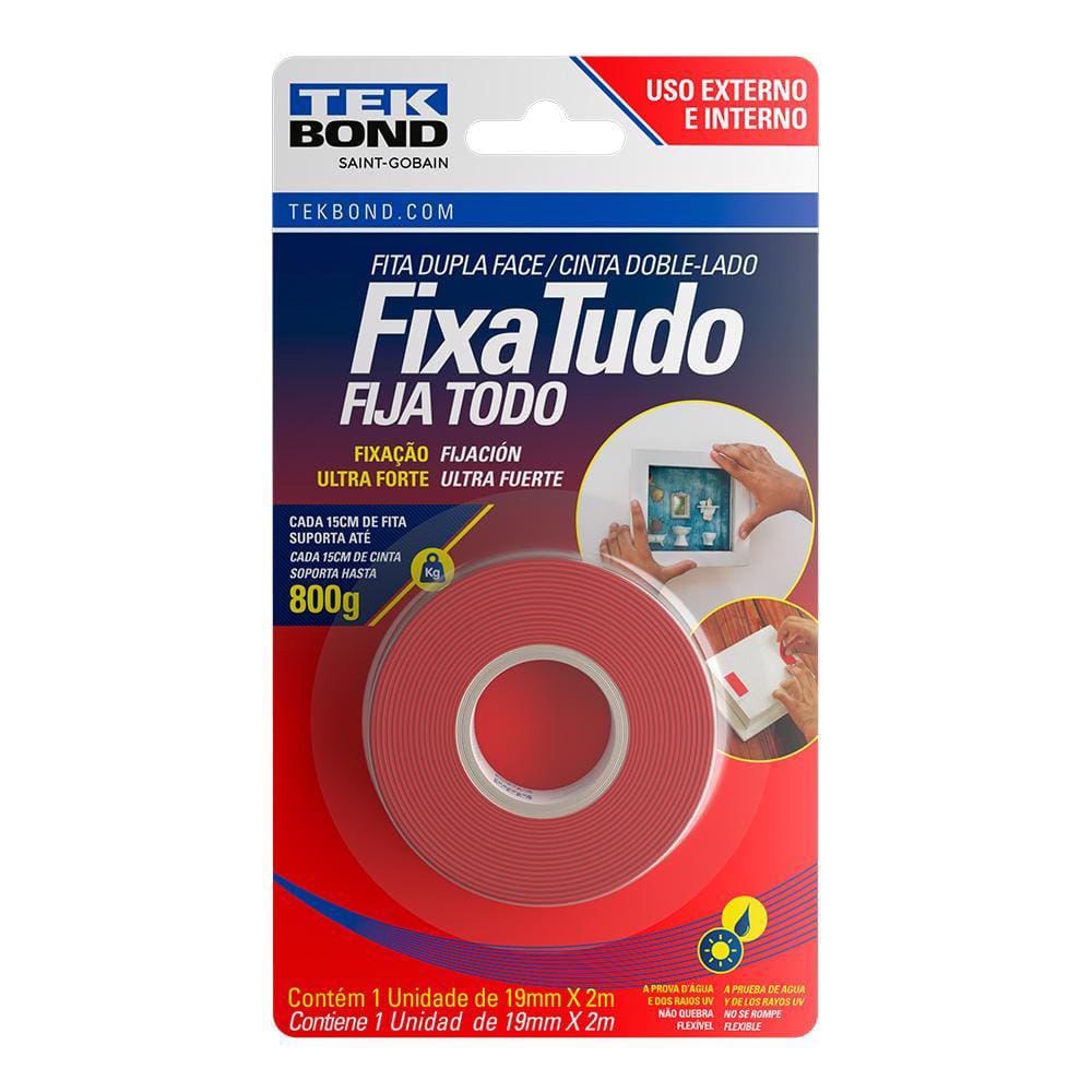Fita Acrílica Dupla Face Exterior 19MM X 2M Blister - Tekbond 21131019202
