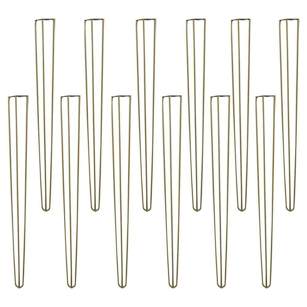 Kit 12 Pés De Metal 90 Cm Aparador E Mesa De Canto Dourado