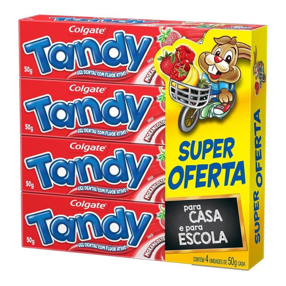 Creme Dental Infantil Colgate Tandy Morangostoso 4un de 50g