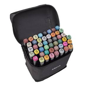Kit Conjunto Caneta Preta Diversas 48 Cores Ponta Dupla