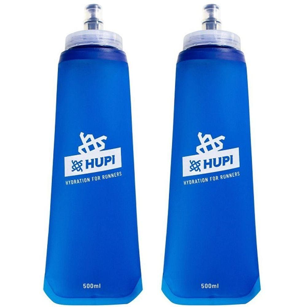 Kit 2 Garrafas Dobravel SOFT FLASK Hupi 500ML Portatil COR Azul