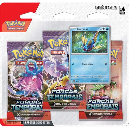 imagem-Triple Pack Pokémon Carvanha Ev5 Forças Temporais Copag 19 Cartas