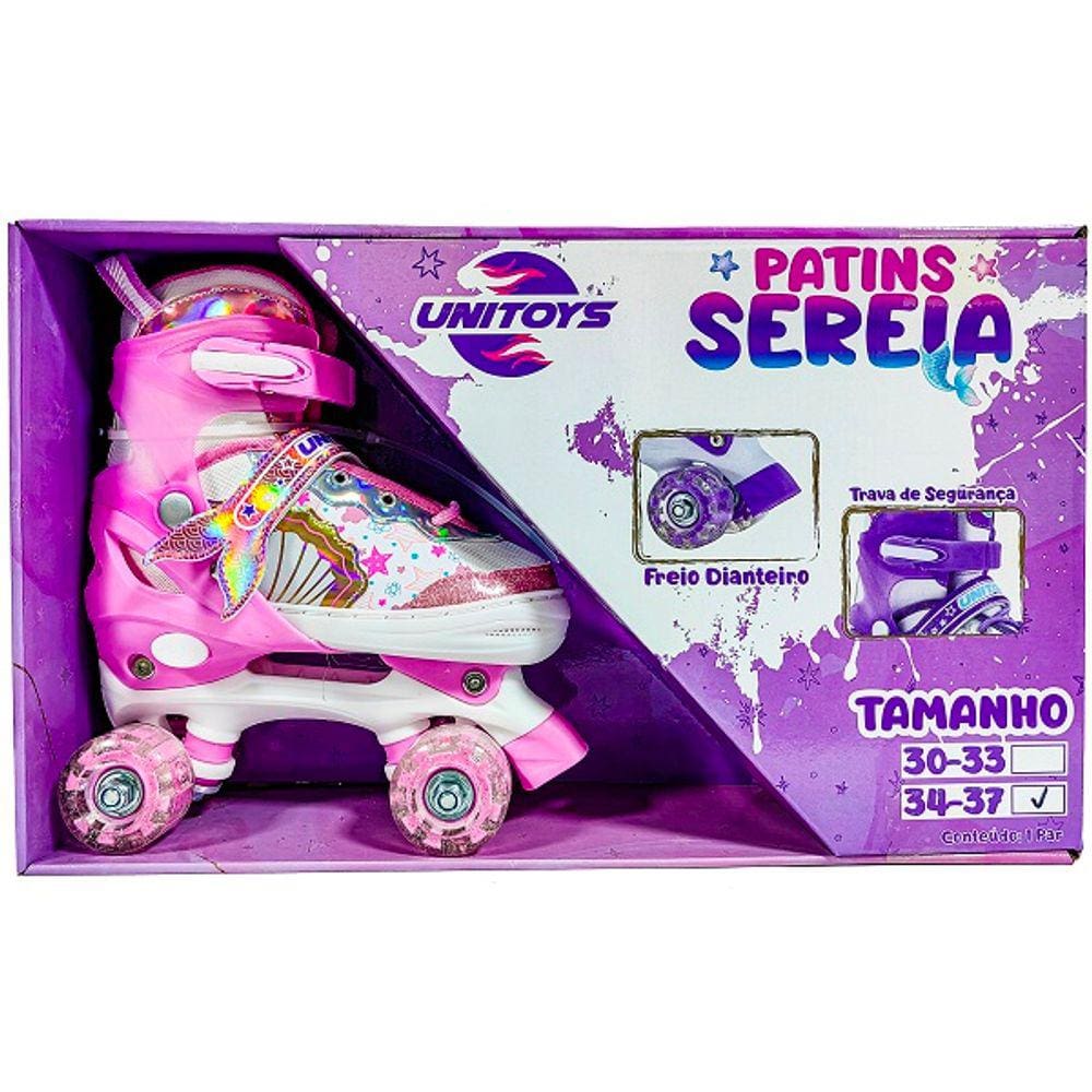 Patins Quad Sereia Rosa Unitoys 30-33