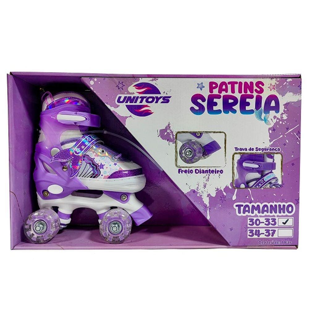 Patins Quad Sereia Lilas Unitoys 30-33