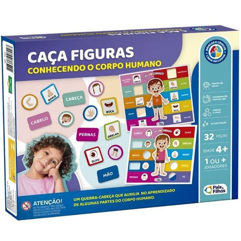 Jogo Caça Figuras Conhecendo o Corpo Humano Pais e Filhos