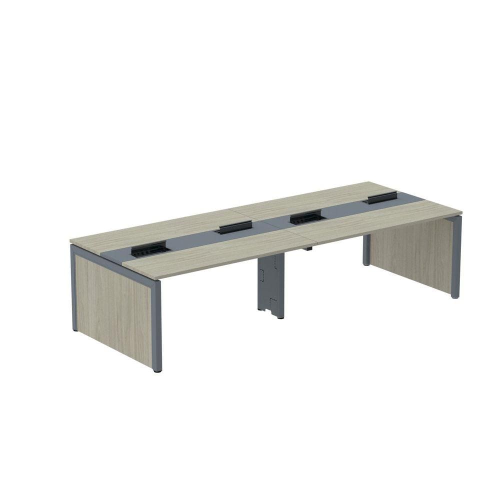 Mesa Plataforma Dupla para 4 Lugares para Coworking 120x120/4p Nogueira Casablanca/Grafito