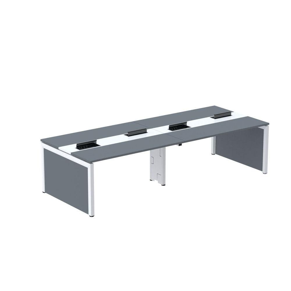Mesa Plataforma Dupla para 4 Lugares para Coworking 120x120/4p Grafito/Branco