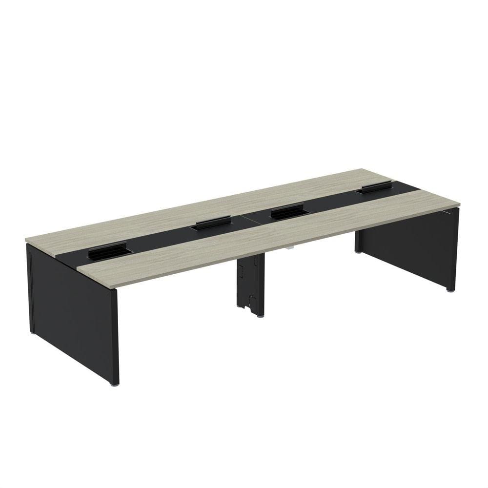 Mesa Plataforma Dupla para 4 Lugares para Coworking 110x120/4p Nogueira Casablanca/Preto