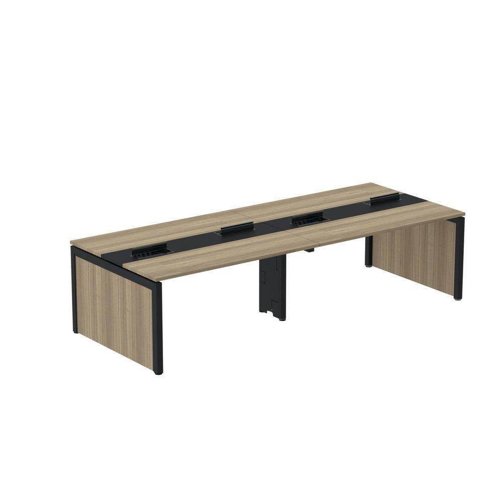 Mesa Plataforma Dupla para 4 Lugares para Coworking 120x120/4p Noce Naturalle/Preto