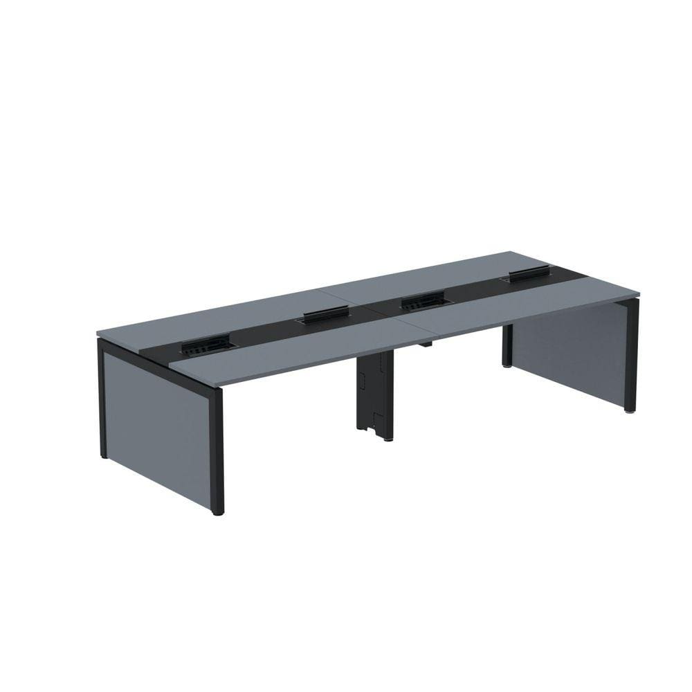 Mesa Plataforma Dupla para 4 Lugares para Coworking 130x120/4p Grafito/Preto
