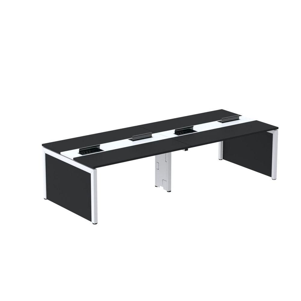Mesa Plataforma Dupla para 4 Lugares para Coworking 120x120/4p Preto/Branco