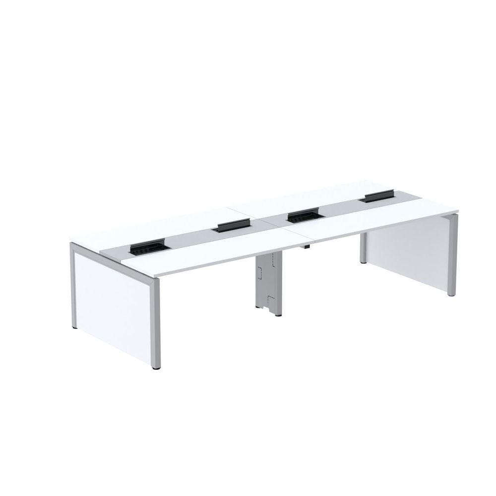 Mesa Plataforma Dupla para 4 Lugares para Coworking 120x120/4p Branco/Cinza