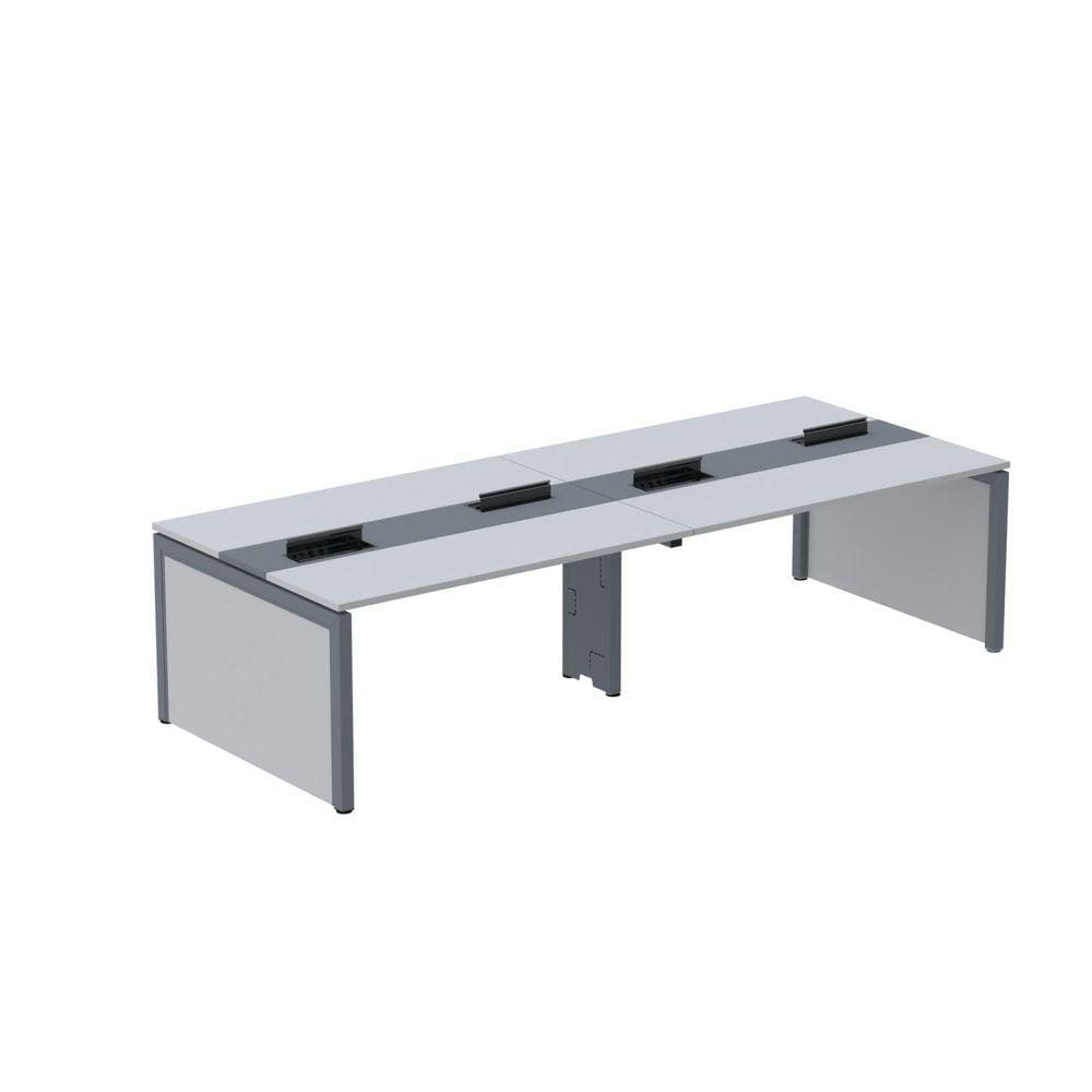Mesa Plataforma Dupla para 4 Lugares para Coworking 140x120/4p Cinza/Grafito