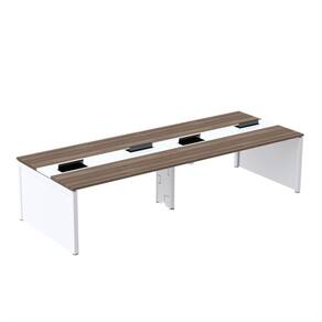 Mesa Plataforma Dupla para 4 Lugares para Coworking 140x120/4p Walnut/Branco