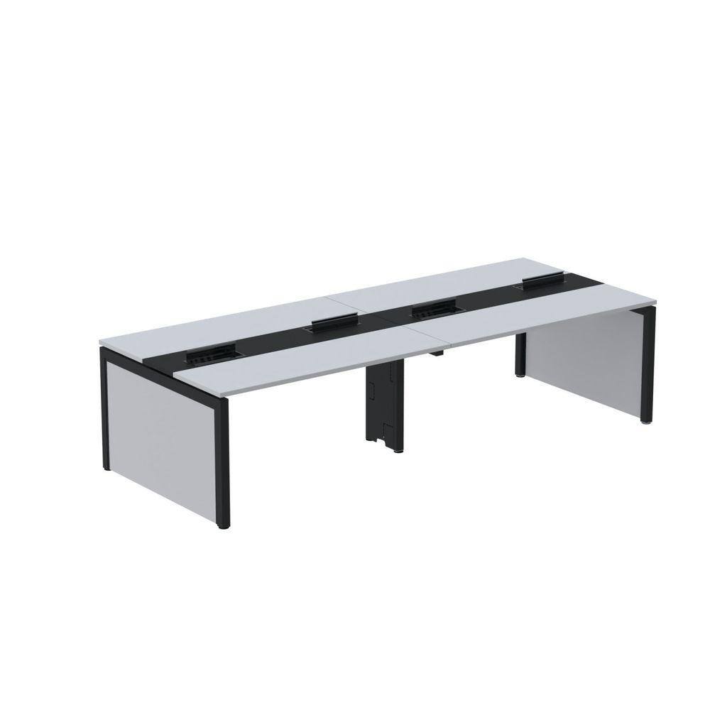 Mesa Plataforma Dupla para 4 Lugares para Coworking 120x120/4p Cinza/Preto