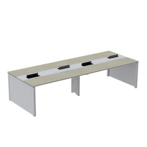 Mesa Plataforma Dupla para 4 Lugares para Coworking 110x120/4p Nogueira Casblanca/Cinza
