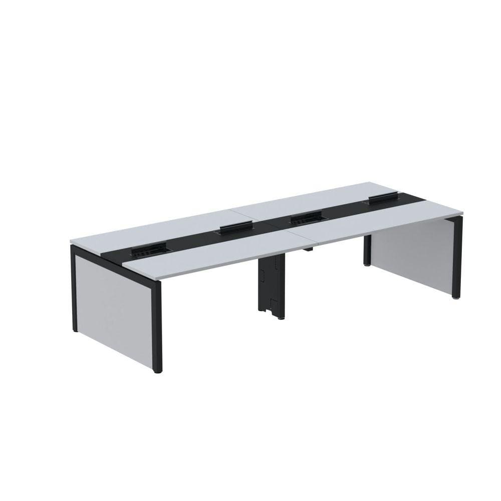 Mesa Plataforma Dupla para 4 Lugares para Coworking 110x120/4p Cinza/Preto