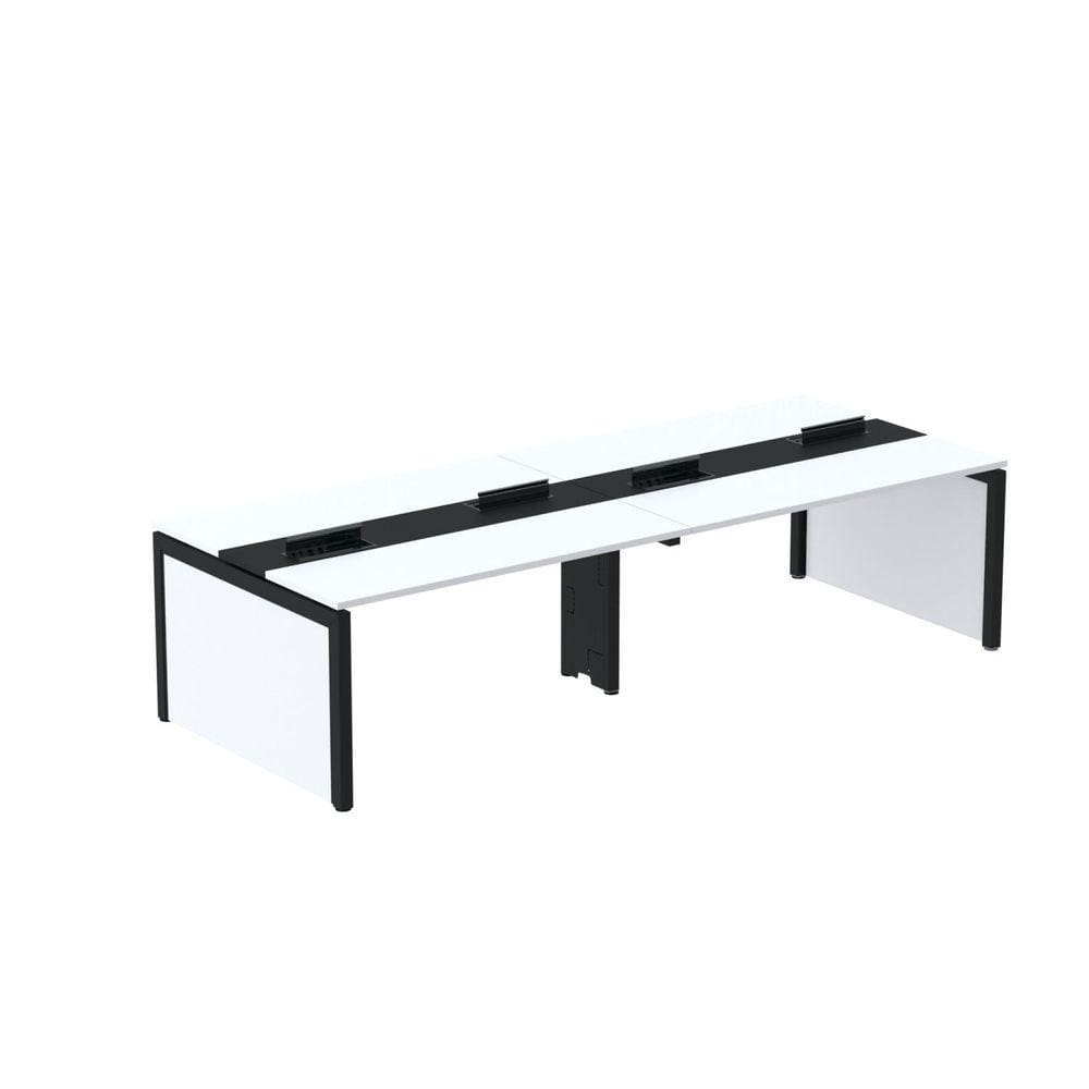 Mesa Plataforma Dupla para 4 Lugares para Coworking 140x120/4p Cinza/Preto