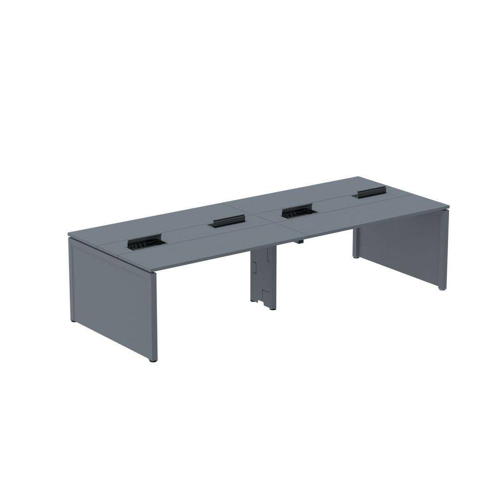 Mesa Plataforma Dupla para 4 Lugares para Coworking 120x120/4p Grafito