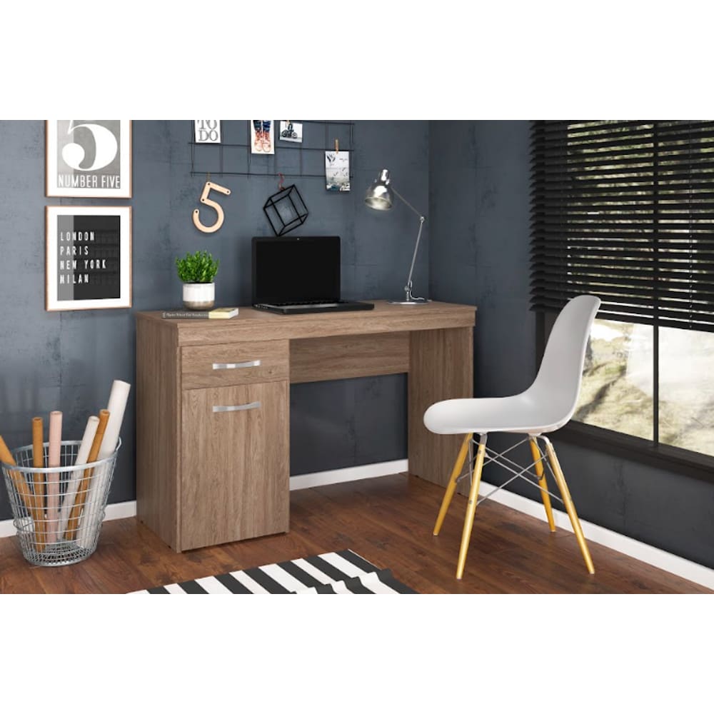 Escrivaninha Vitória 1 Porta 29100 Nogal Touch Demóbile - LBMSHOP