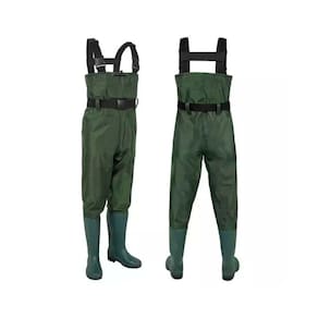 Roupa de pesca Wader, baú de PVC impermeável com botas, tamanho 46