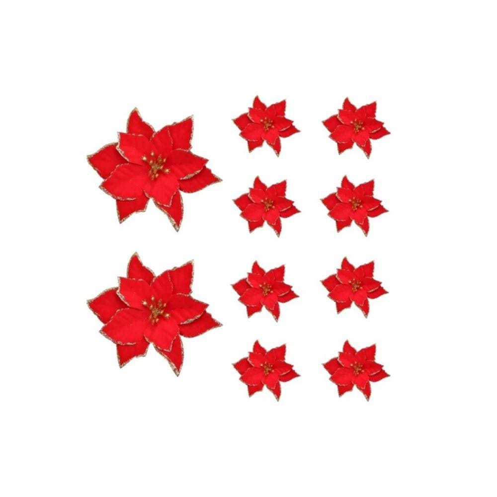 Pacote de decoração de flores de Natal x10