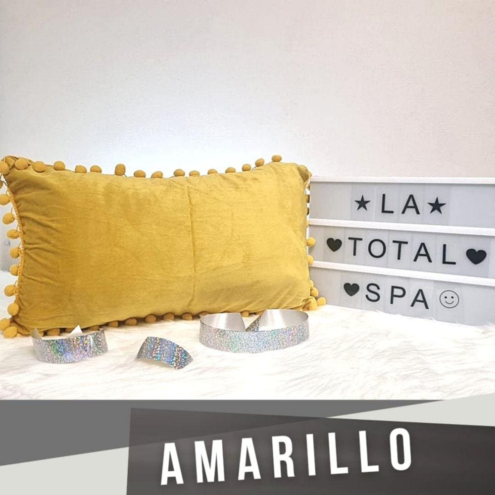 Capa de almofada 30x50cm com Pompon em poliéster amarelo