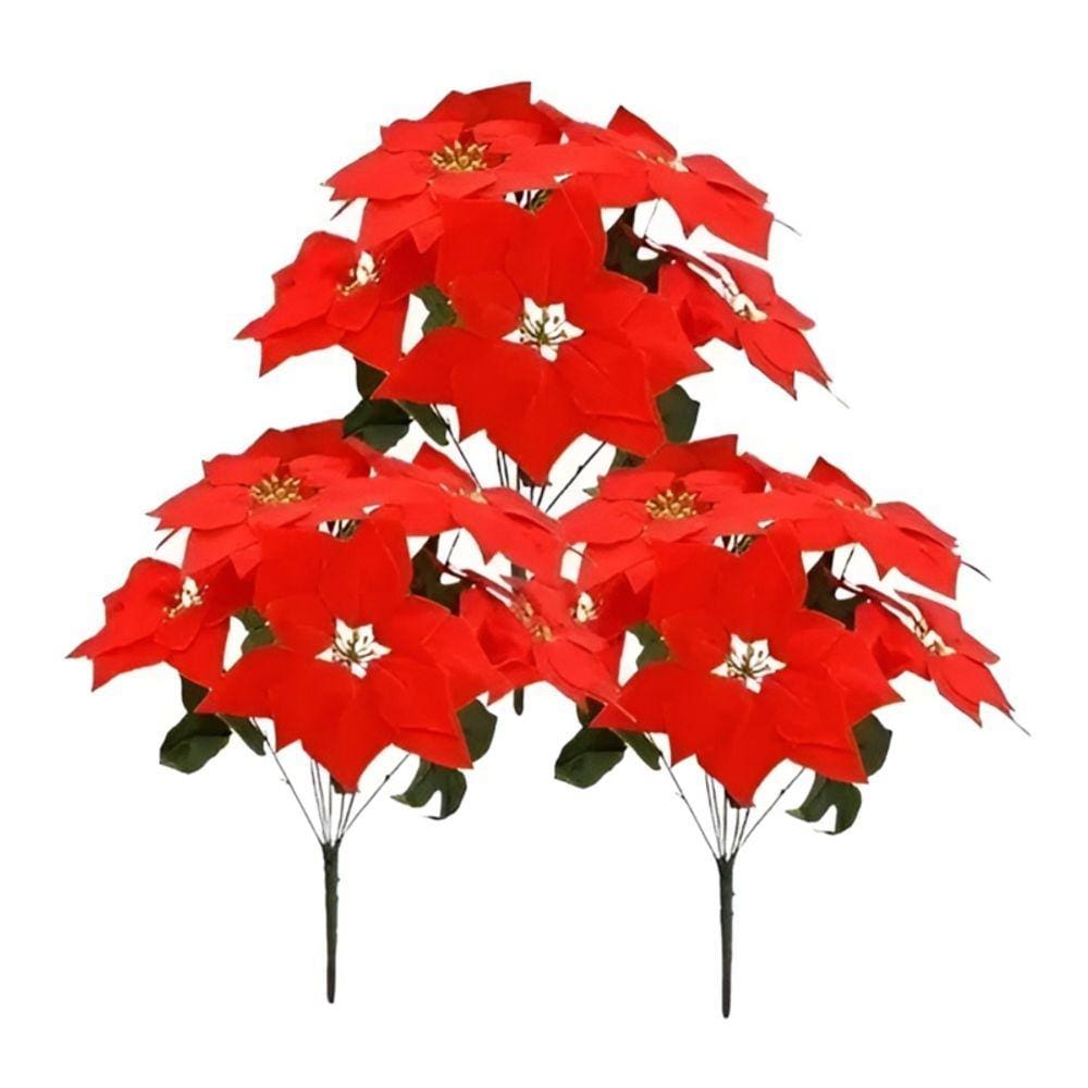Decoração x3 de buquês de flores de Natal artificiais